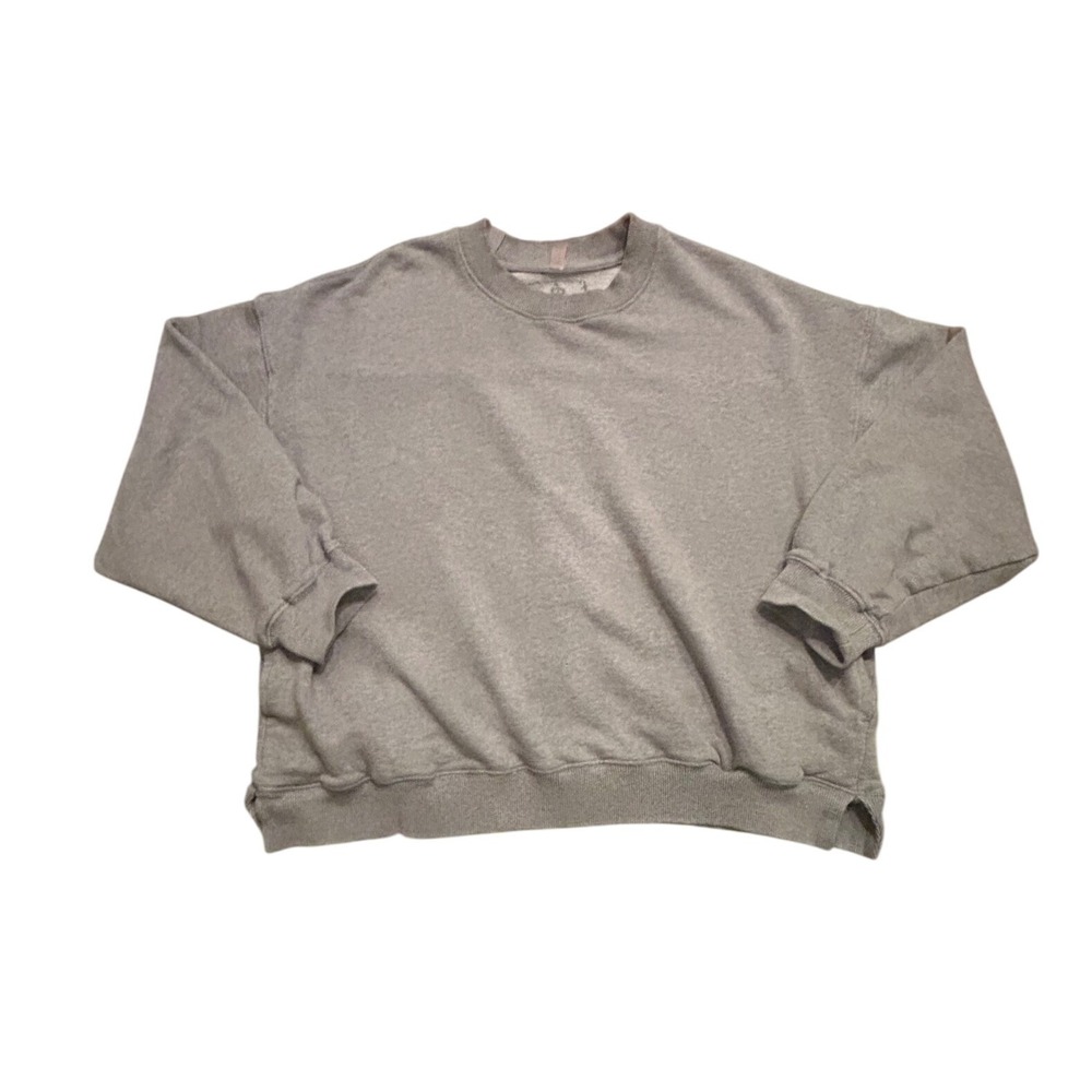 Free People Crewneck Pullover Sweatshirt Gray Oversized Baggy Cotton Casual Soft
